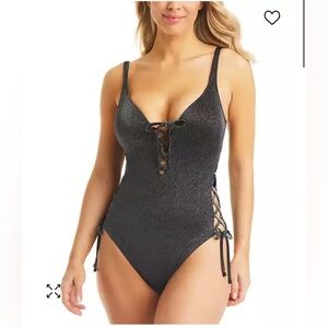 BAR III Summer Solids Lace-Up One-Piece Swimsuit, Created for Macy's